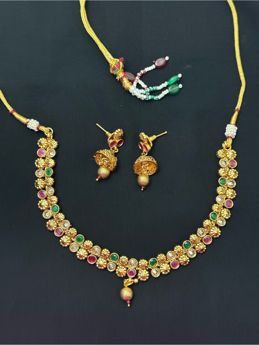 Indian Traditional Gold plated heritage necklace with earrings